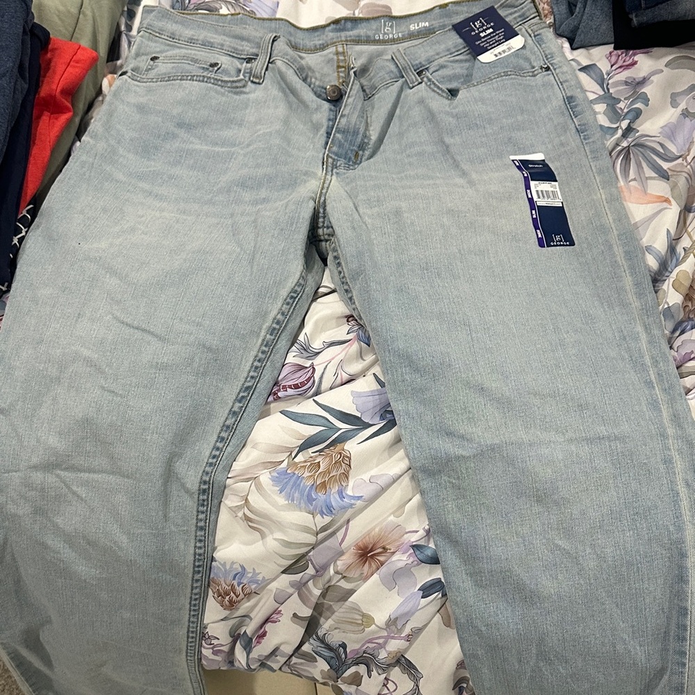George Men's Light Blue Slim Straight Jeans